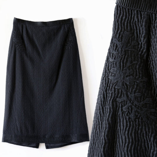 ROCHAS black embroidered appliqué Pencil skirt
