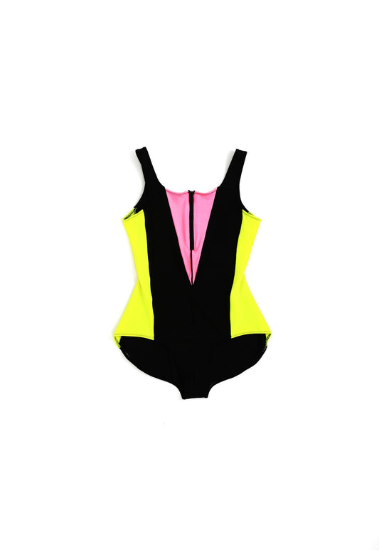 80s NEON one piece bathing suit swimsuit
