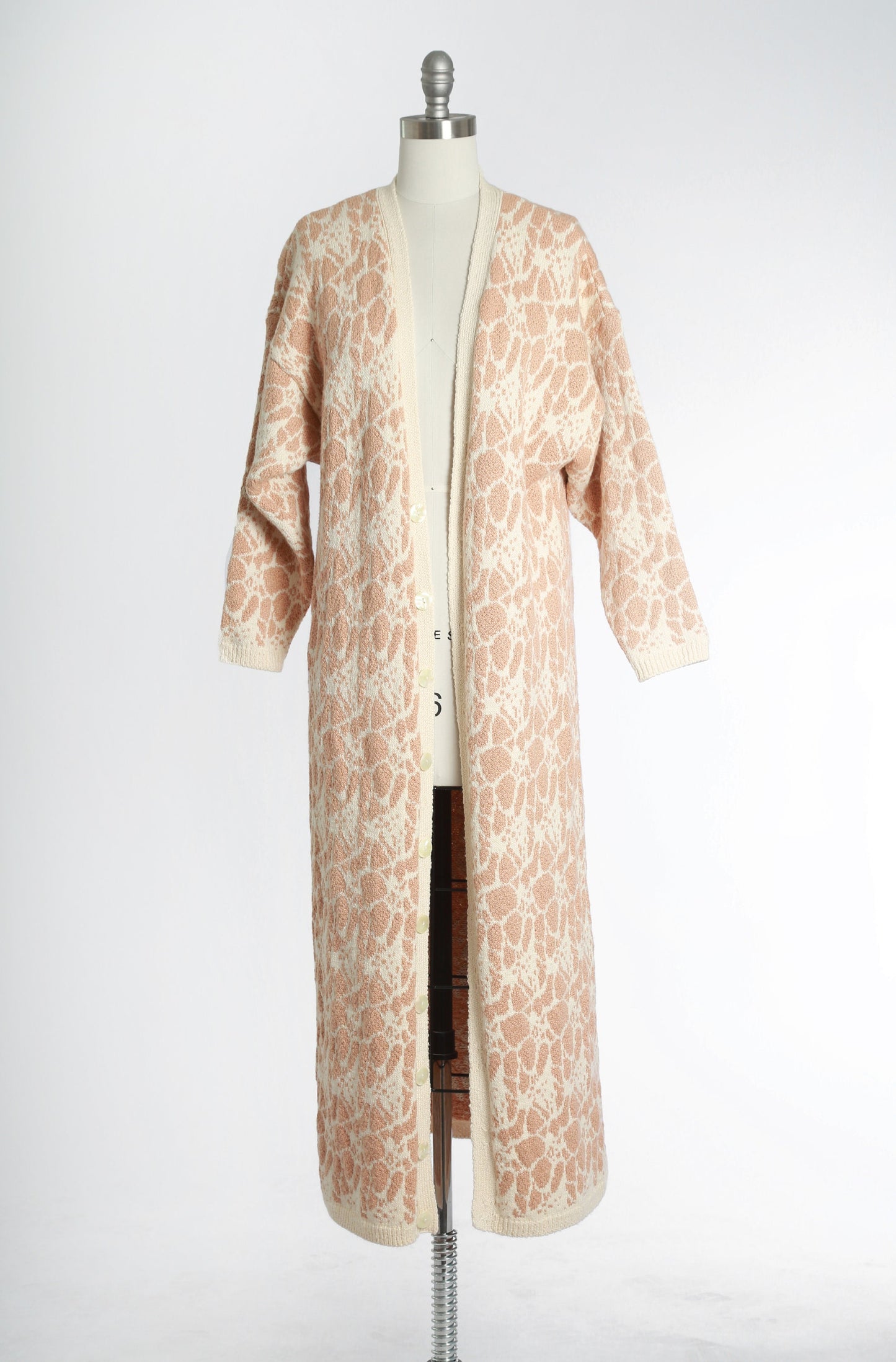 BABO Knit duster | Vintage 90s abstract knit cotton sweater |  long duster trench coat sweater