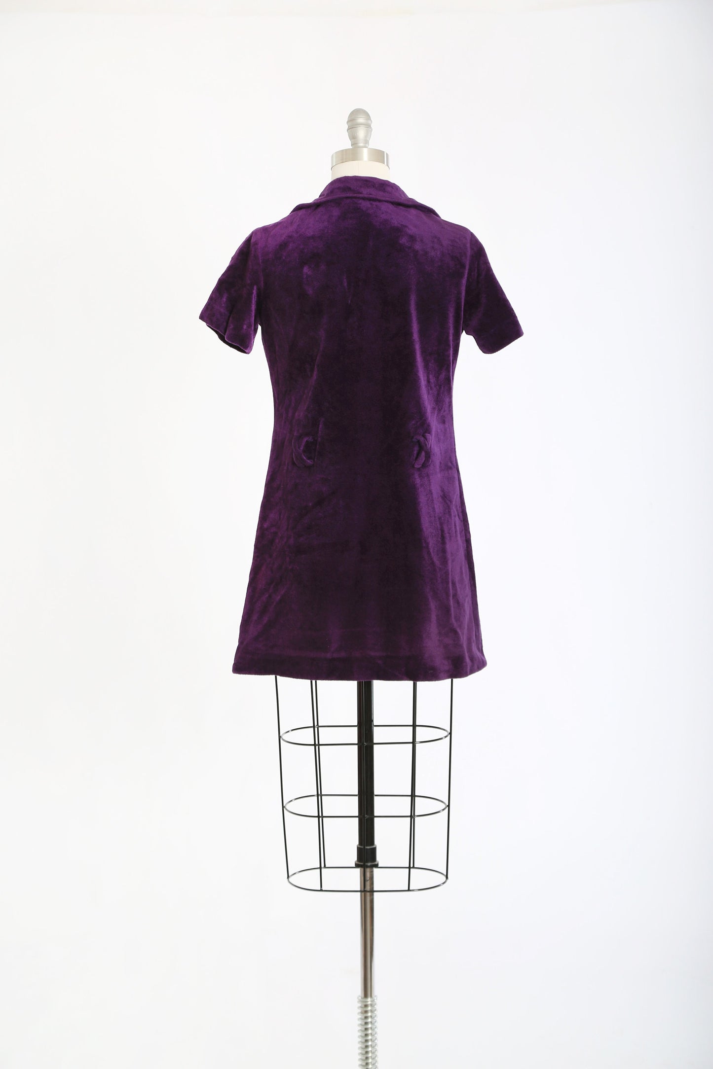 Vintage 60s 70s purple Velvet mini dress | 1960s 1970s lace up hippie mini dress