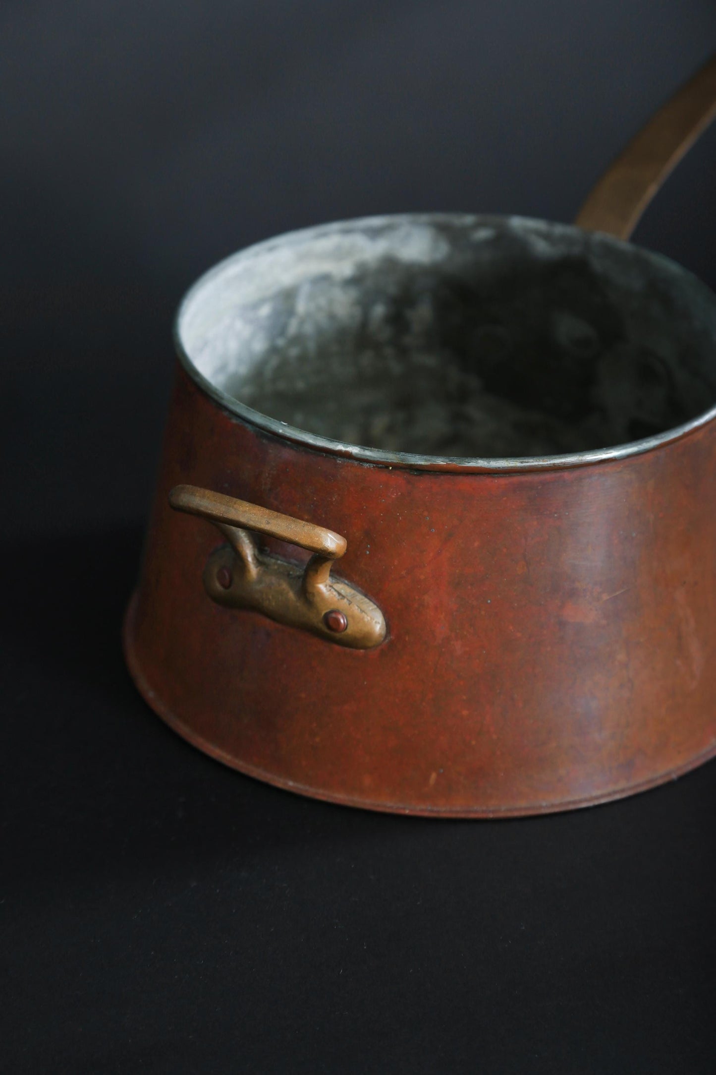 Antique Vintage 19th century solid copper sauce pan
