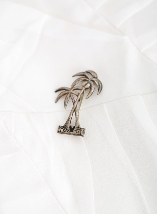 Vintage 1940s sterling silver double palm tree pin brooch