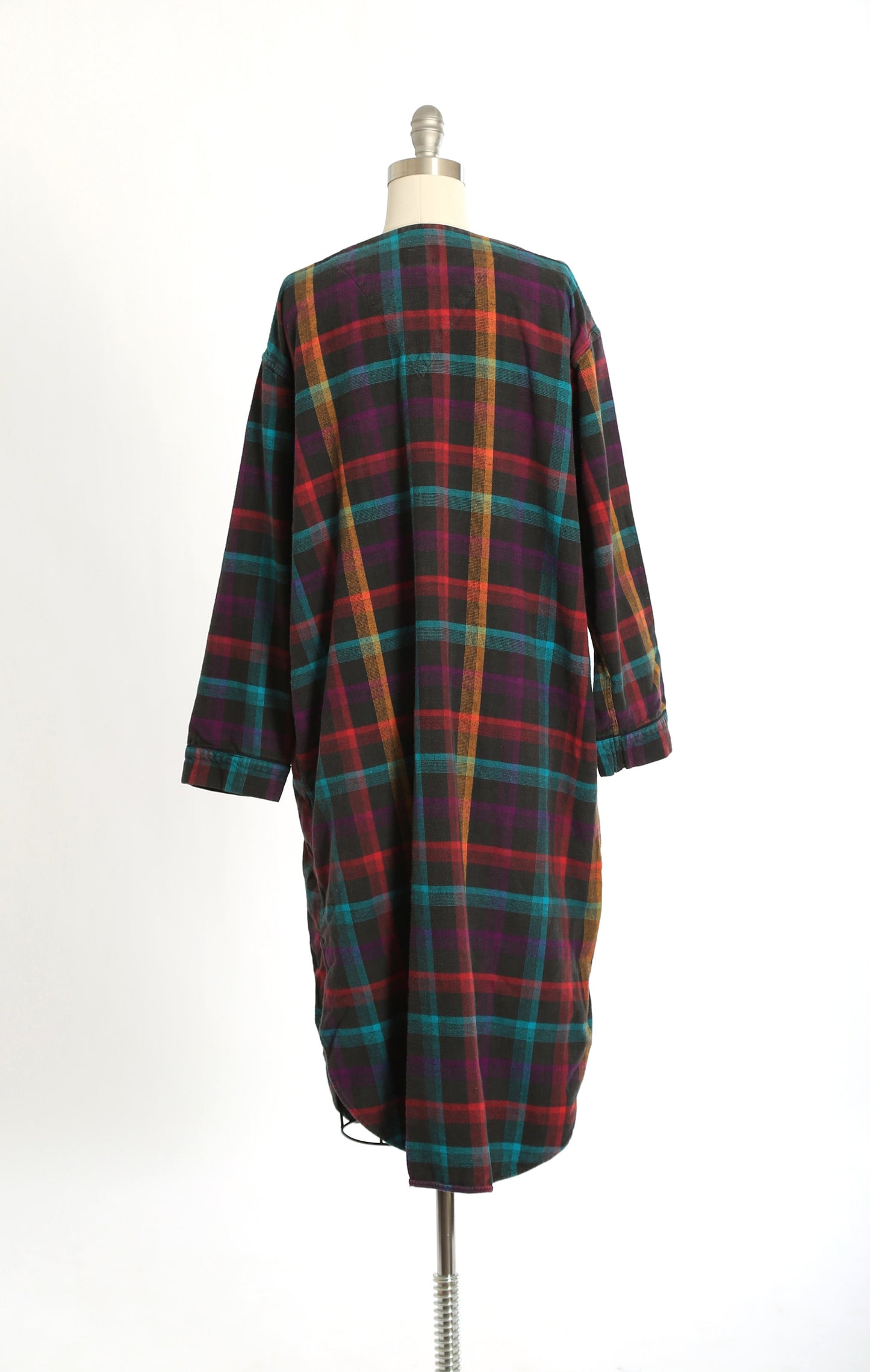 Vintage 90s cotton plaid flannel pajamas night dress