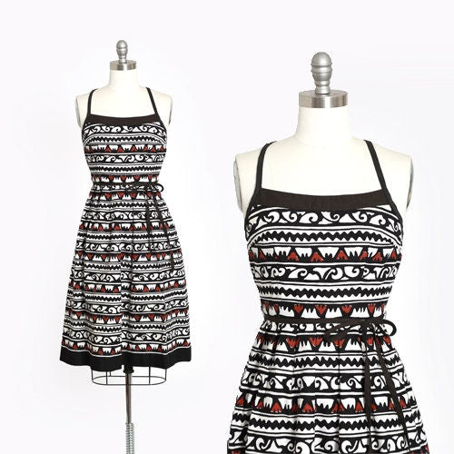 Lanz tribal dress | Vintage 60s Lanz cotton wave dress | 1960s tribal print dress