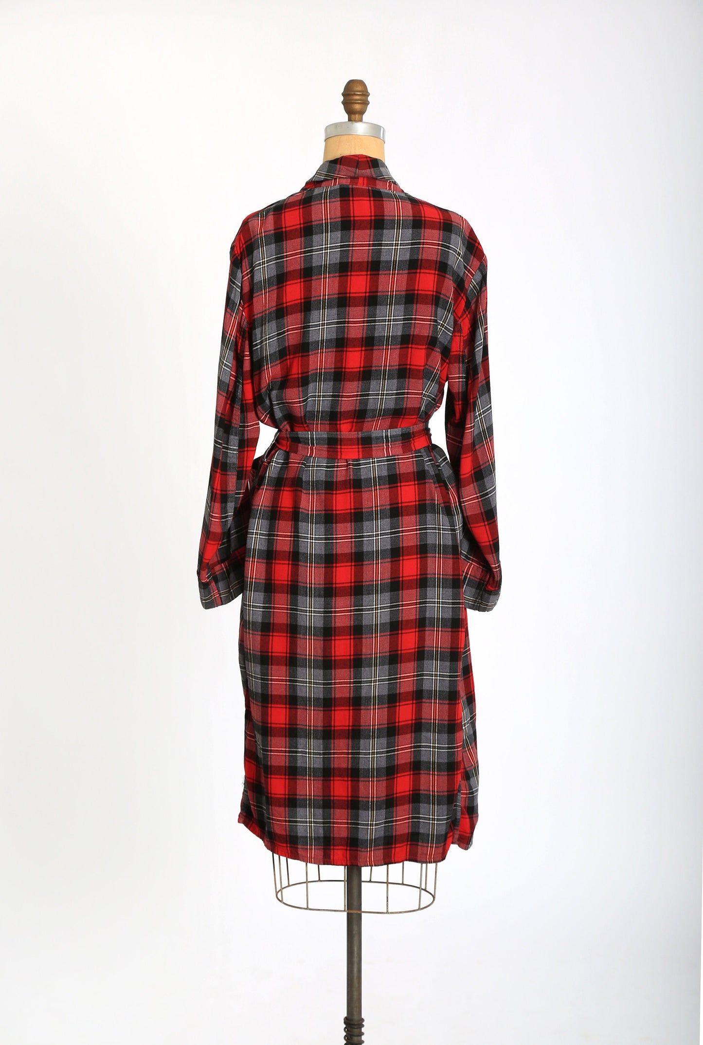 Vintage 50s red plaid cotton Robe house coat