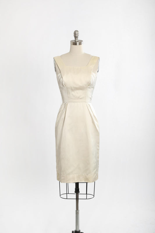 50s Lilli Ann dress | Vintage 1950s ivory Lilli Ann silk satin wiggle dress