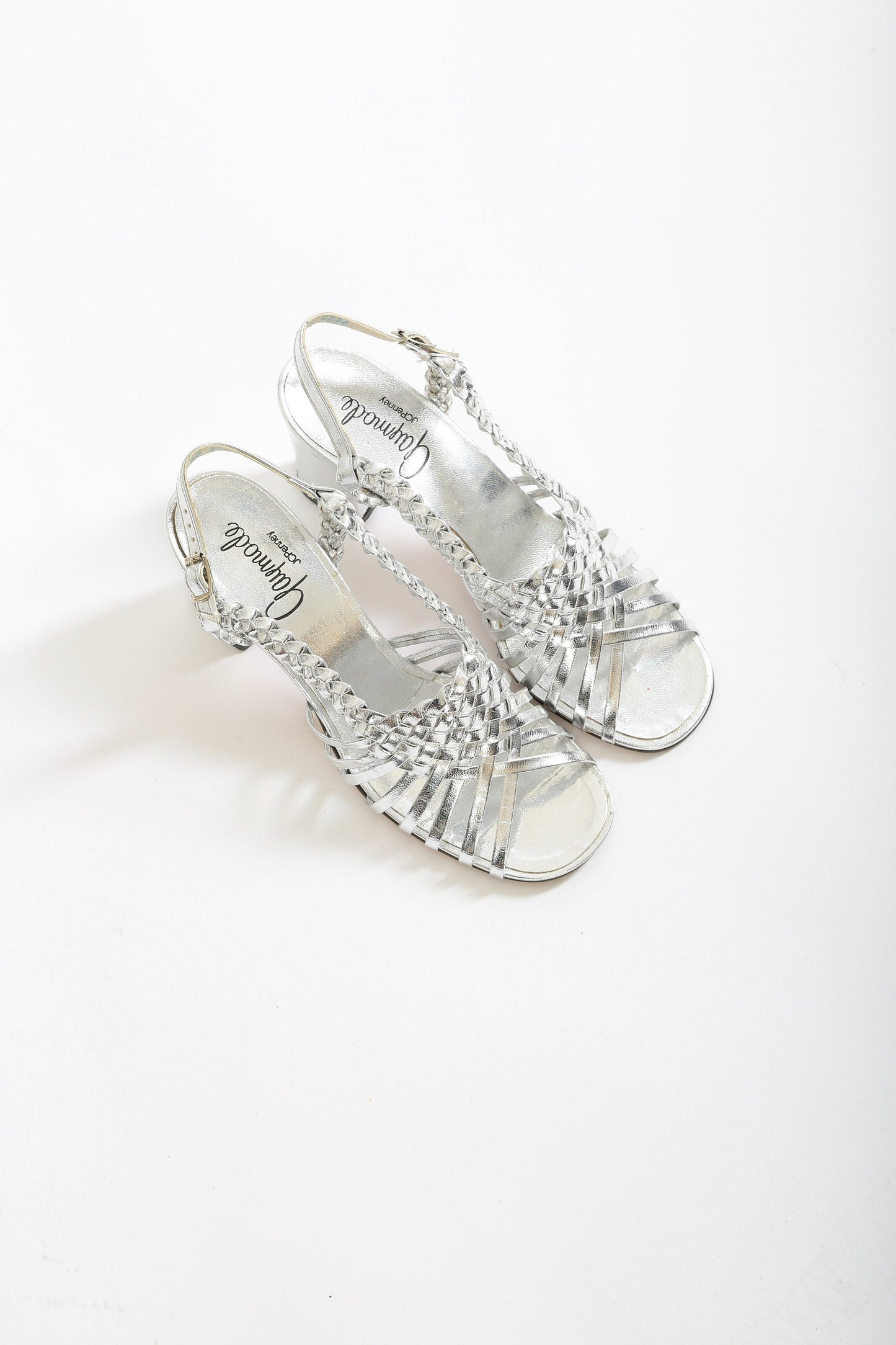 Vintage 60s 70s metallic silver heels | Deadstock silver leather heels 8 1/2B