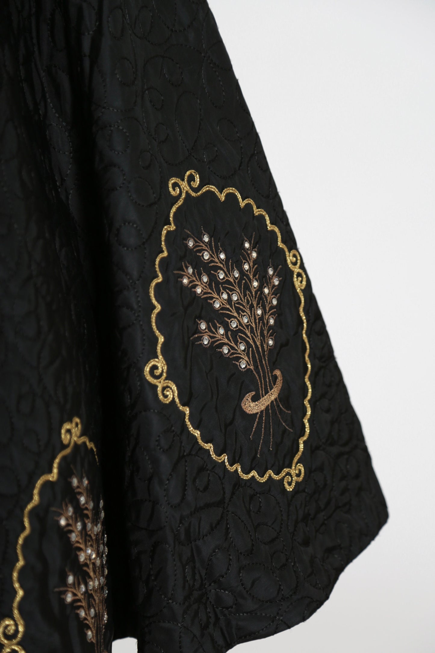 50s quilted gold circle skirt | Vintage 1950s metallic gold floral crop top 2pc skirt set