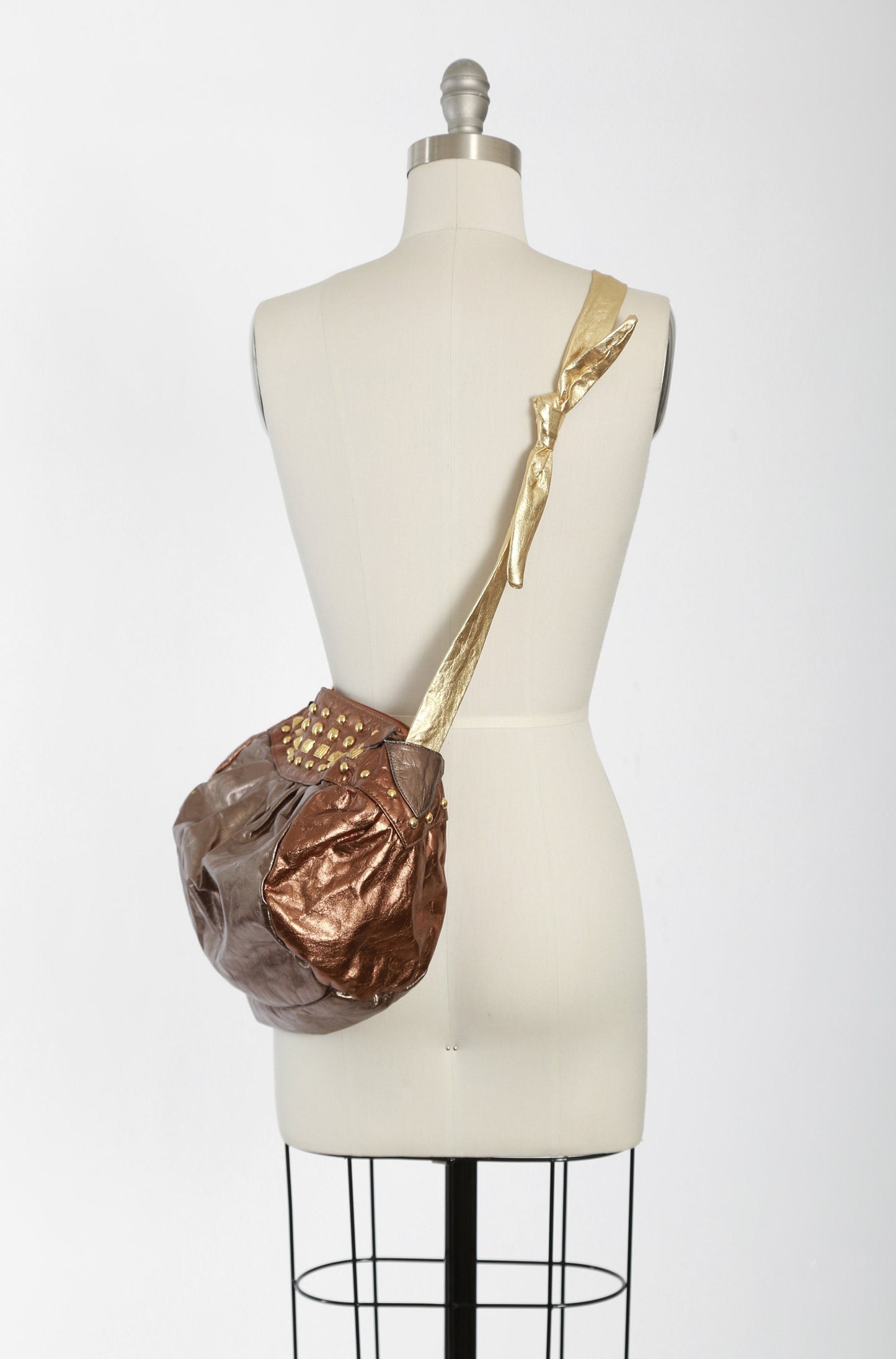 Vintage 80s OHH! Ashley metallic gold studded leather purse | 1980s deadstock gold leather purse