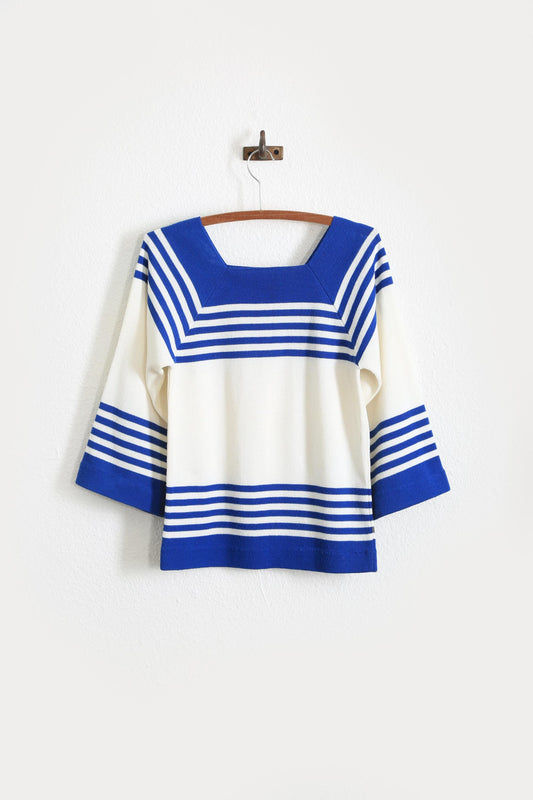 70s Nautical bell sleeve knit top