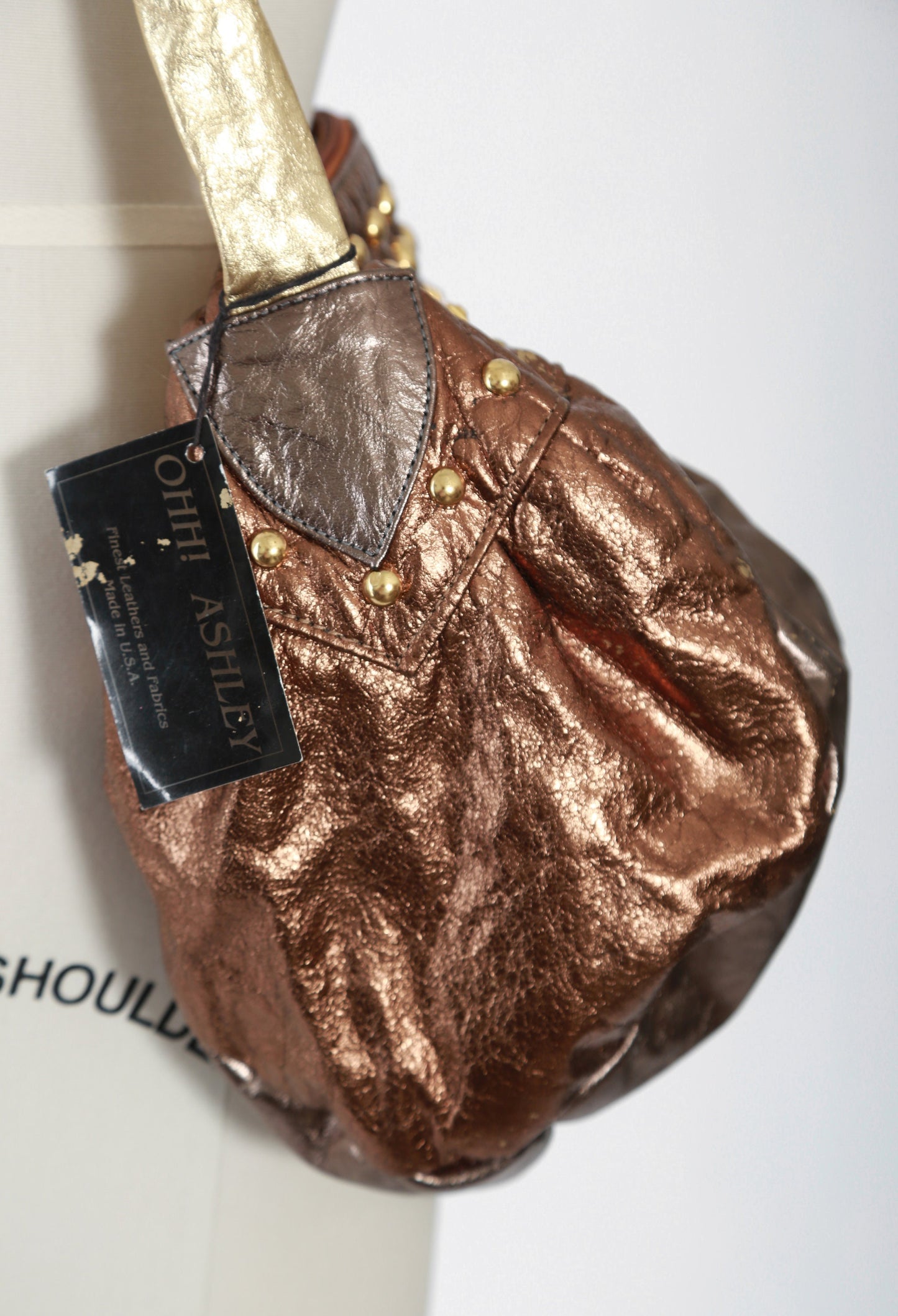 Vintage 80s OHH! Ashley metallic gold studded leather purse | 1980s deadstock gold leather purse