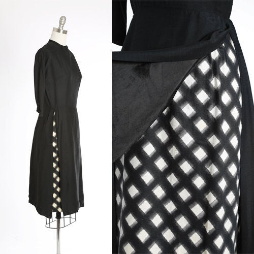 40s Checker dress | Vintage 1940s black + white dress