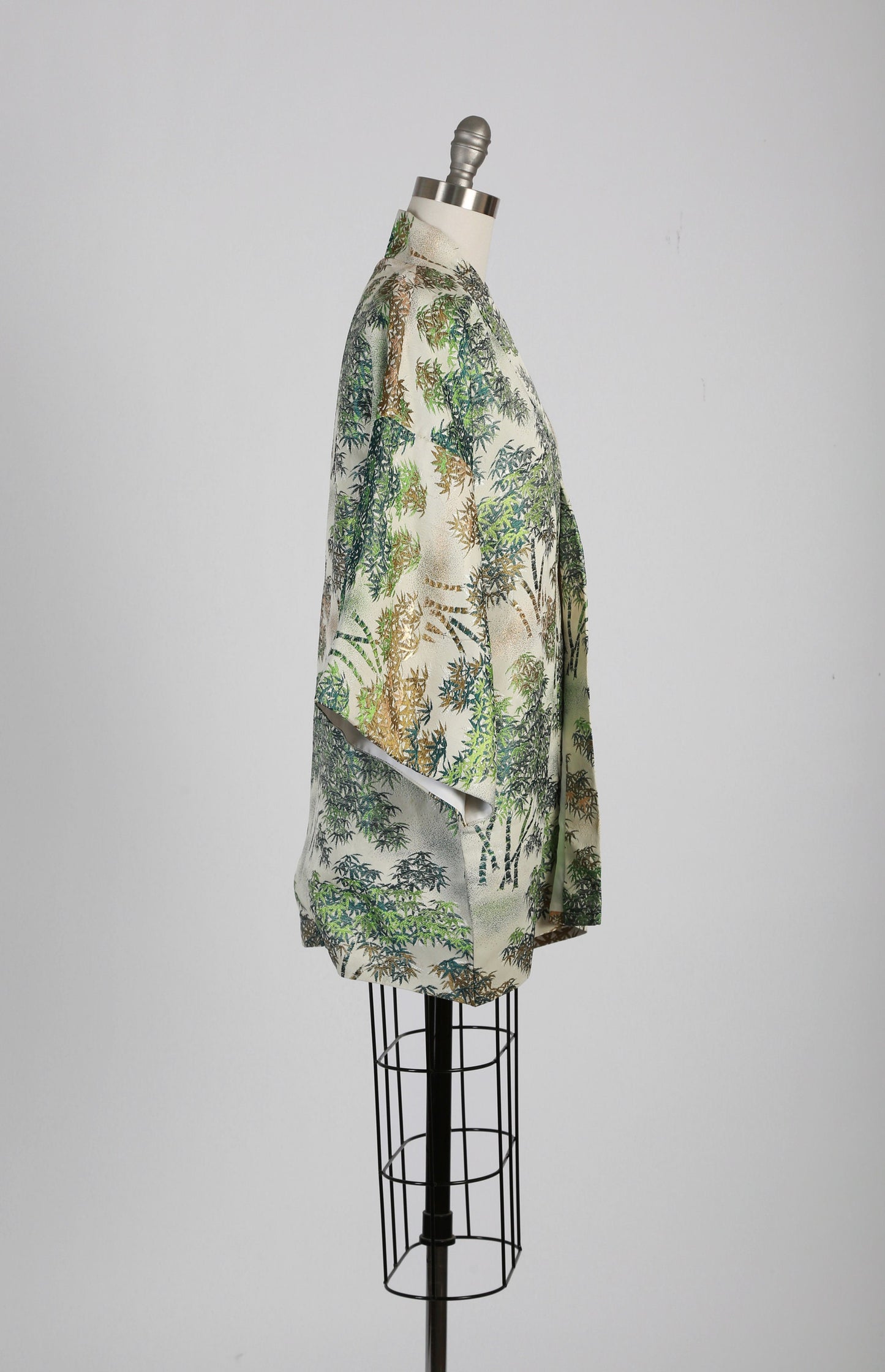 Antique vintage 50s metallic bamboo brocade Japanese coat jacket kimono