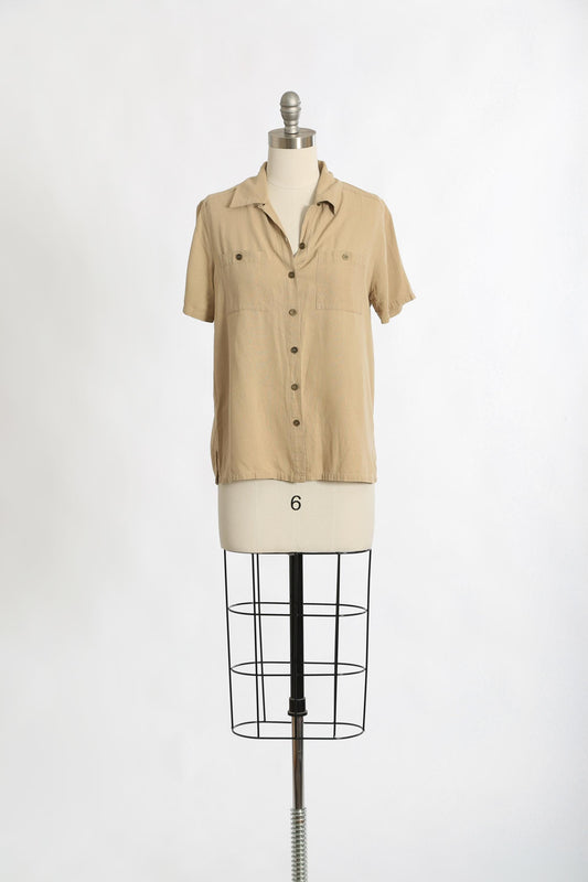 90s Taupe silk blouse