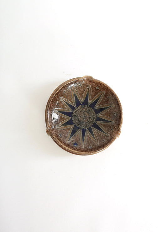 Vintage Mid century Modern Greman stonewear ceramic flower ashtray