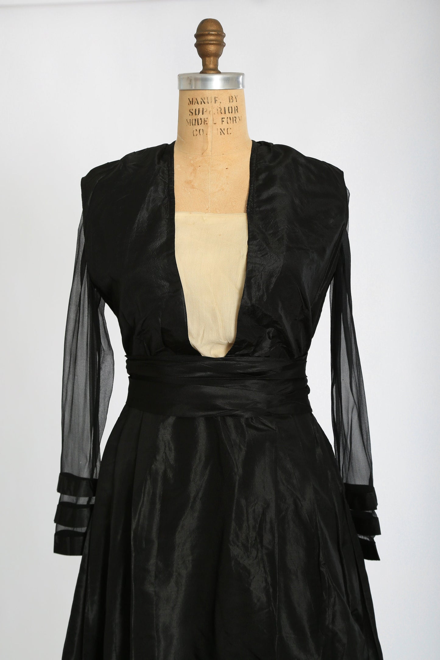 Antique Vintage Edwardian silk black dress