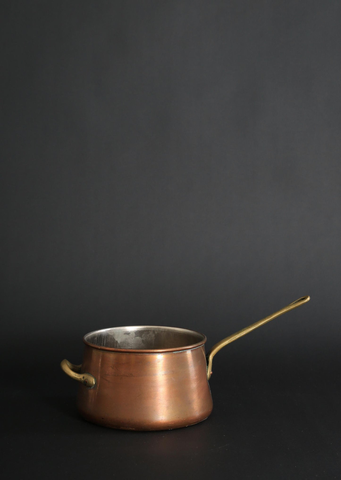Antique Vintage solid copper sauce pan
