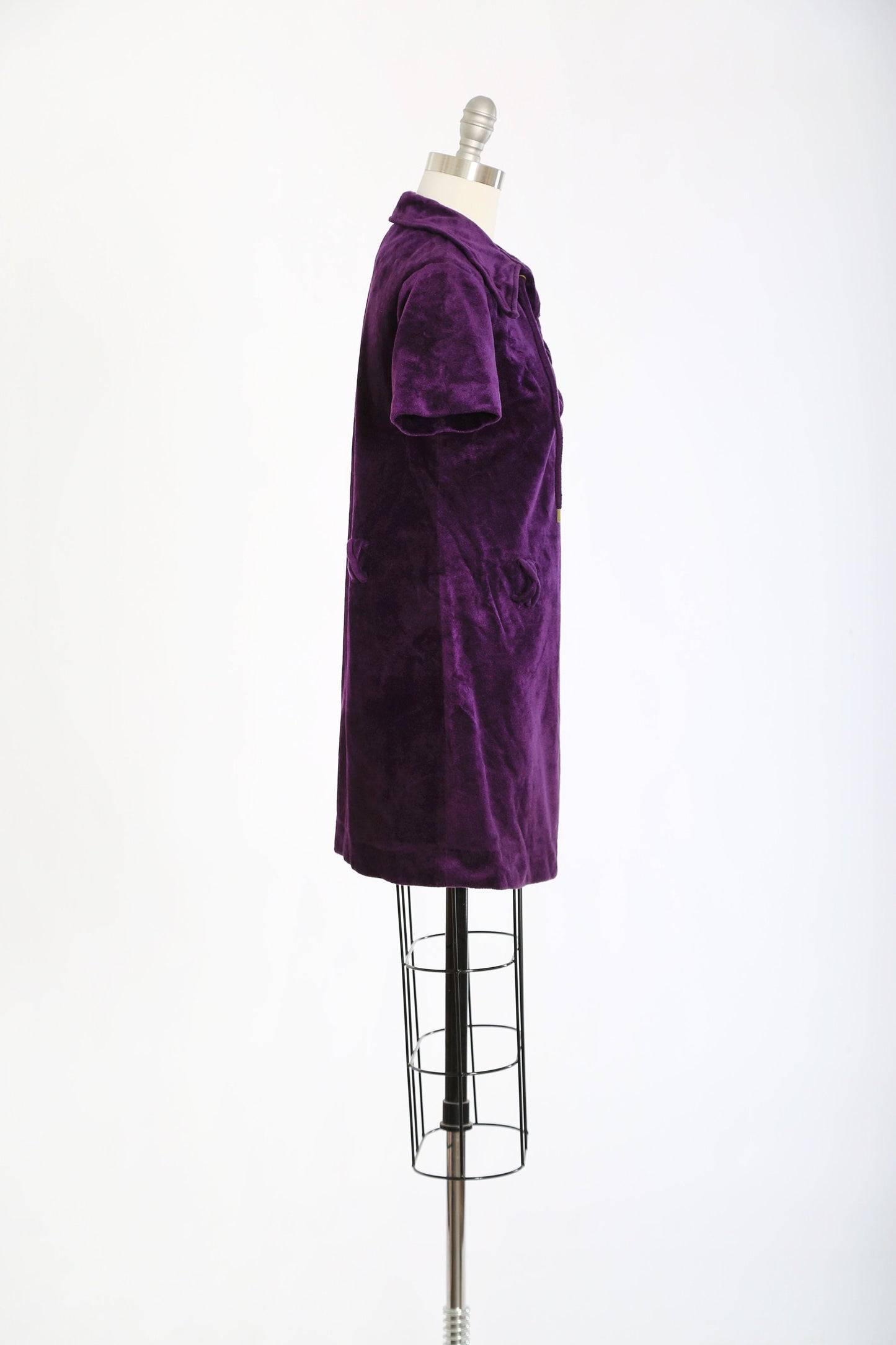 Vintage 60s 70s purple Velvet mini dress | 1960s 1970s lace up hippie mini dress