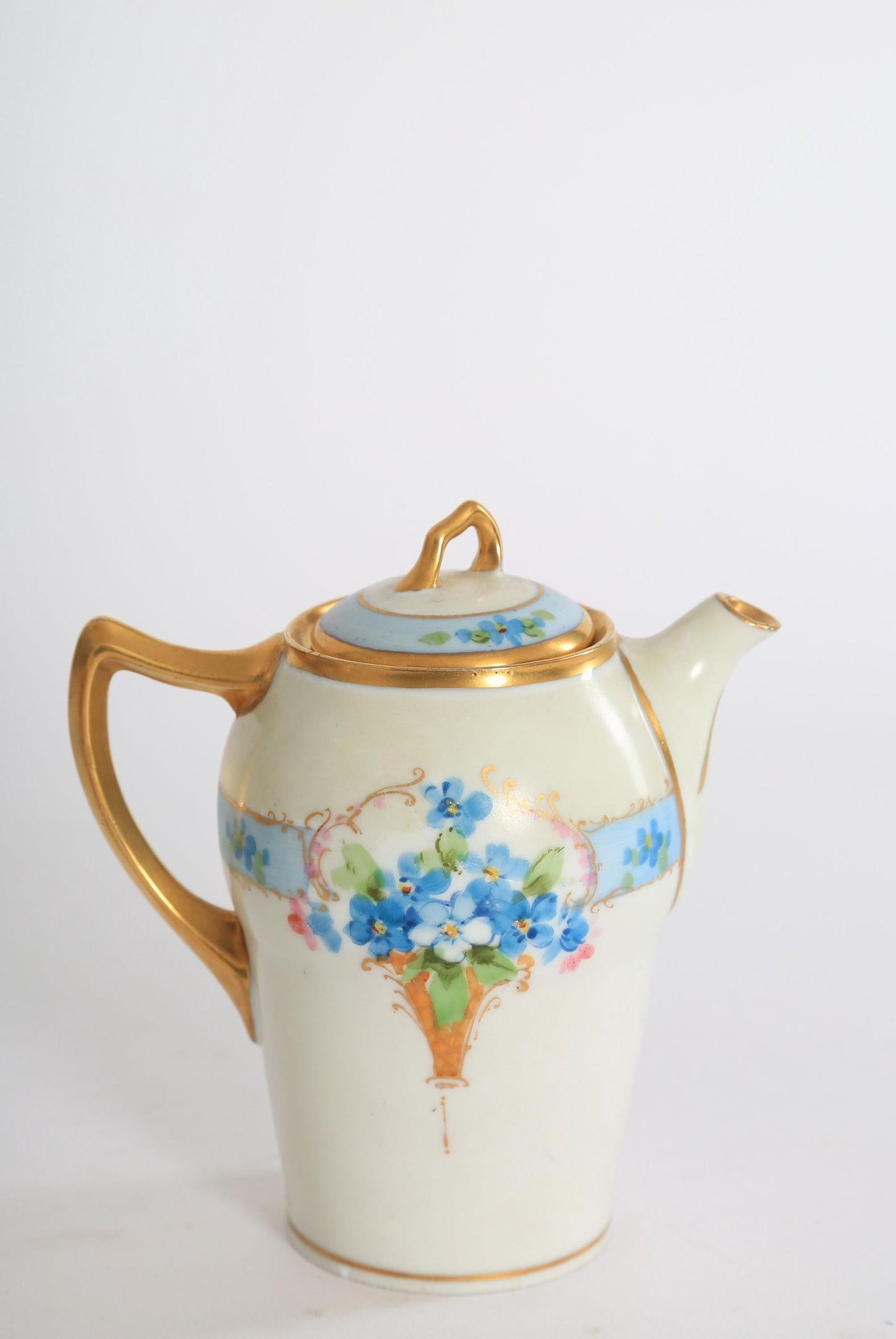 Antique vintage antique Bavaria Jul H Brauer hand painted floral creamer & sugar set 1910s