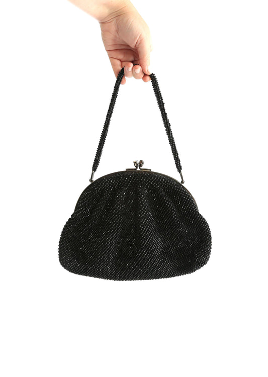 Vintage 1960s black beaded purse