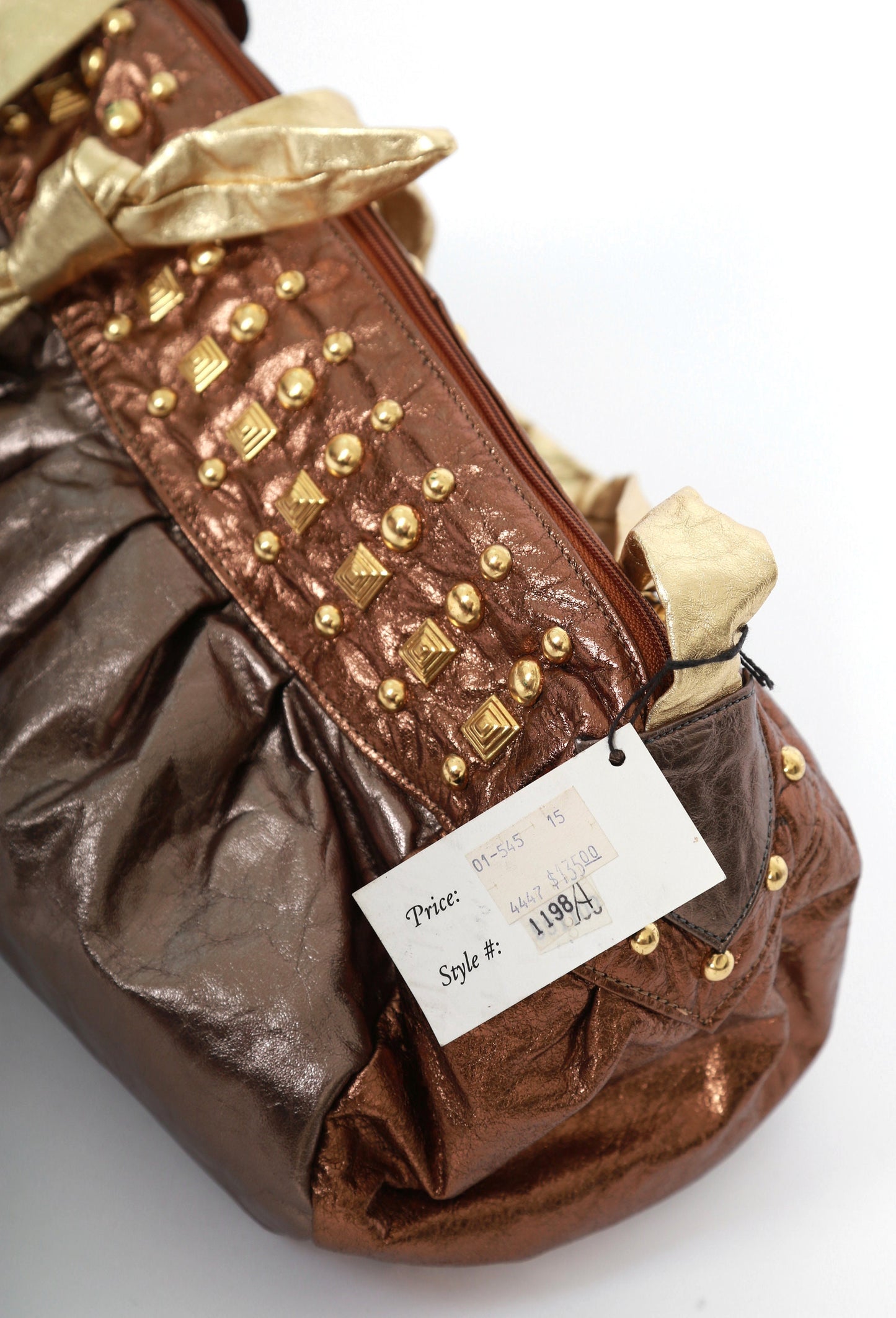Vintage 80s OHH! Ashley metallic gold studded leather purse | 1980s deadstock gold leather purse