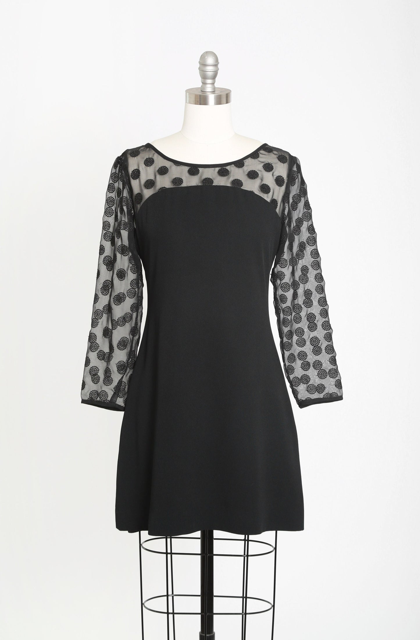 Bergdorf Goodman sheer embroidered dot mini dress Sz. 6