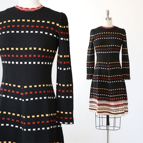 ADOLFO knit dress | Vintage 70s knit sweater dress | ADOLFO New York dress