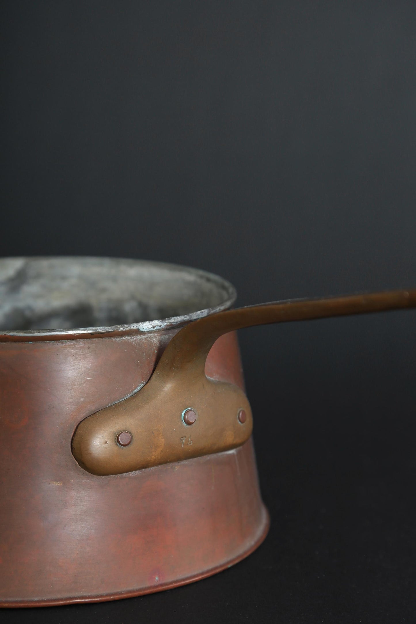 Antique Vintage 19th century solid copper sauce pan