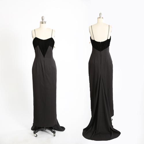 Vintage 90s black velvet deadstock gown