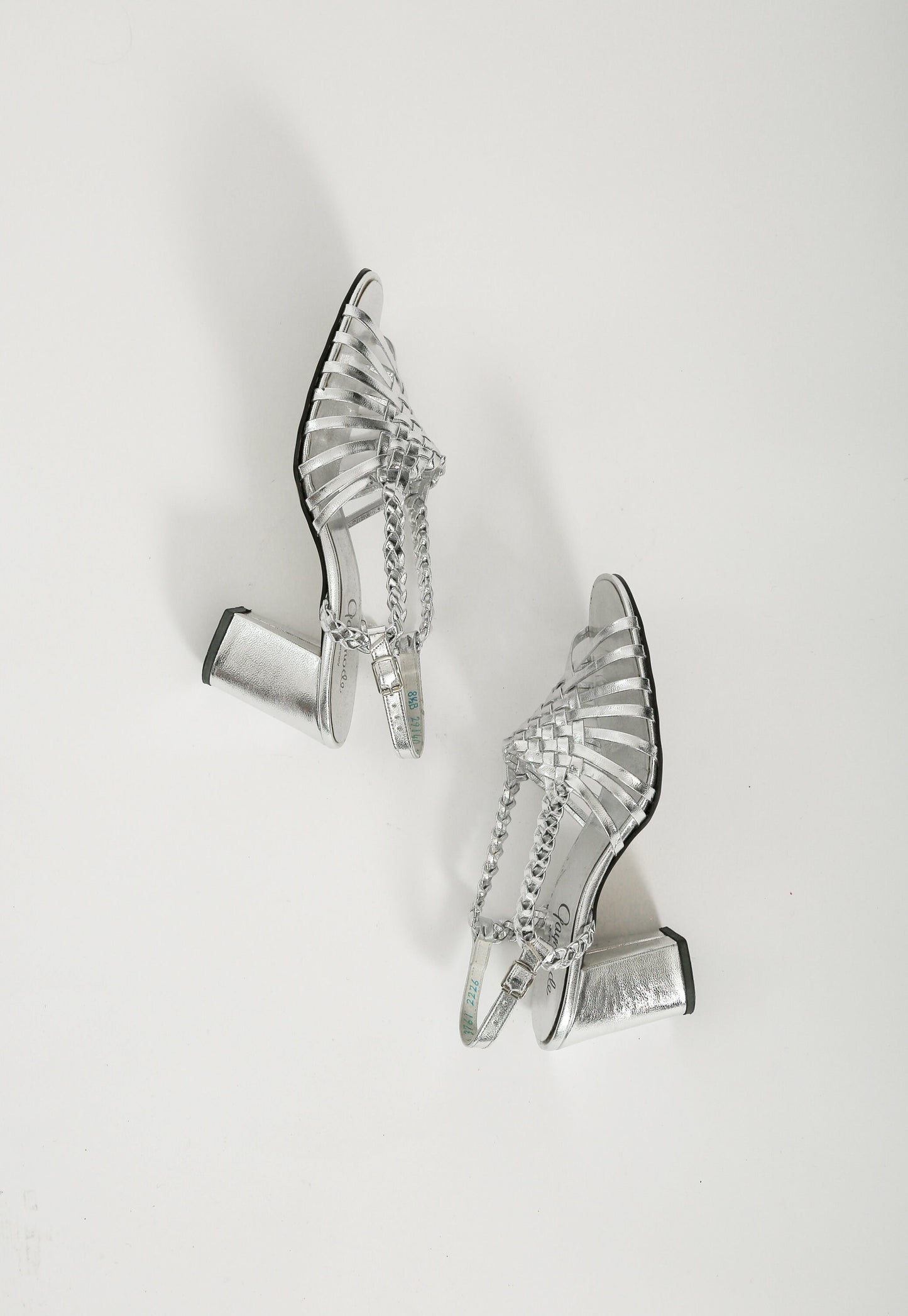 Vintage 60s 70s metallic silver heels | Deadstock silver leather heels 8 1/2B