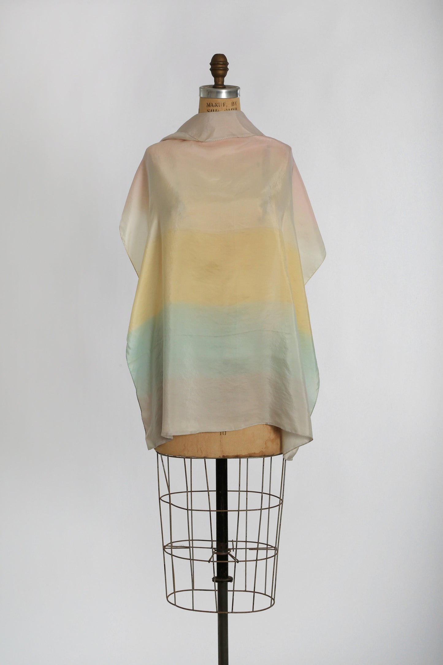 Vintage 60s rainbow ombre hand rolled silk scarf