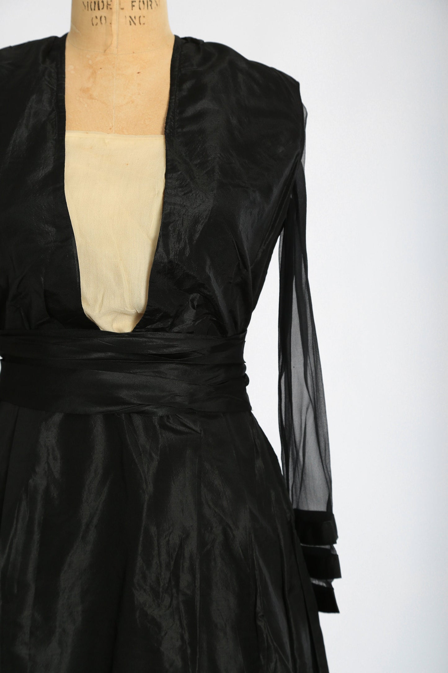 Antique Vintage Edwardian silk black dress