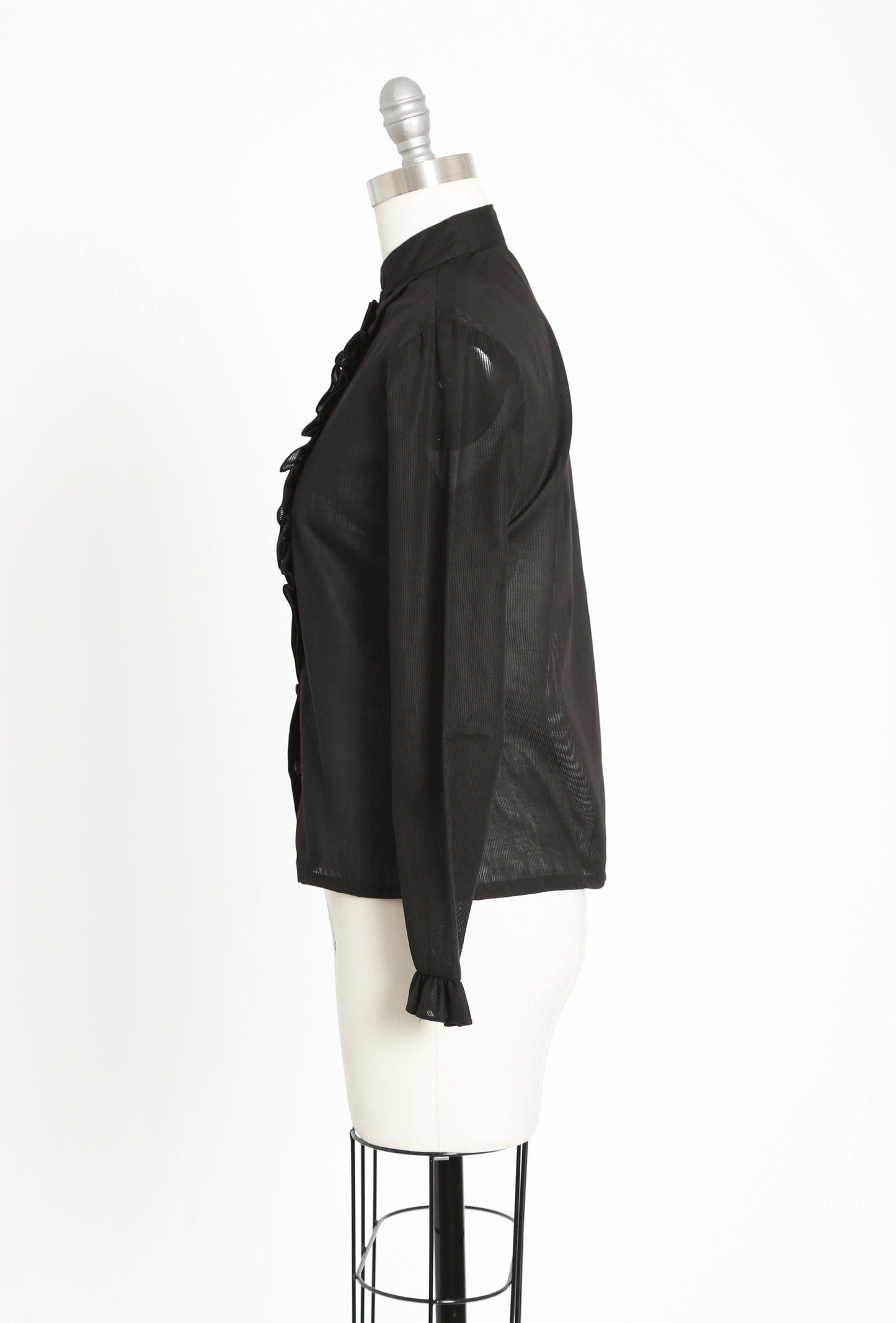 Fritzi Tuxedo blouse | Vintage 70s deadstock black ruffle tuxedo top