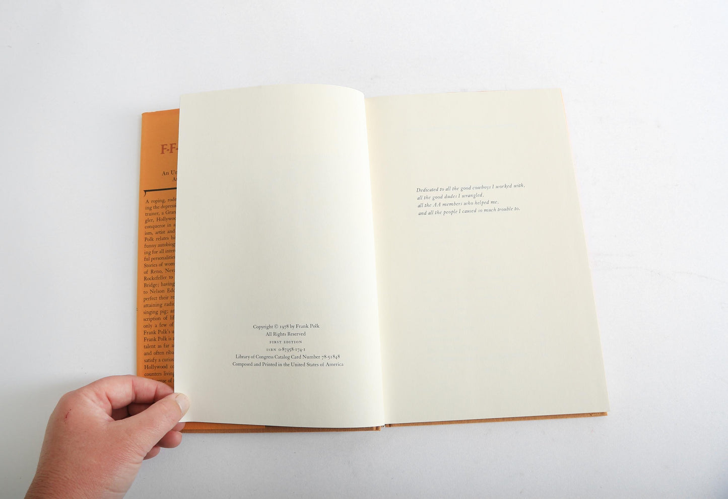 Vintage Cowboy Book | 1978 Frank Polk Autobiography book | F-F-F- Frank Polk
