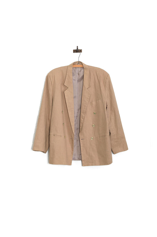 90s Tan linen cotton blazer