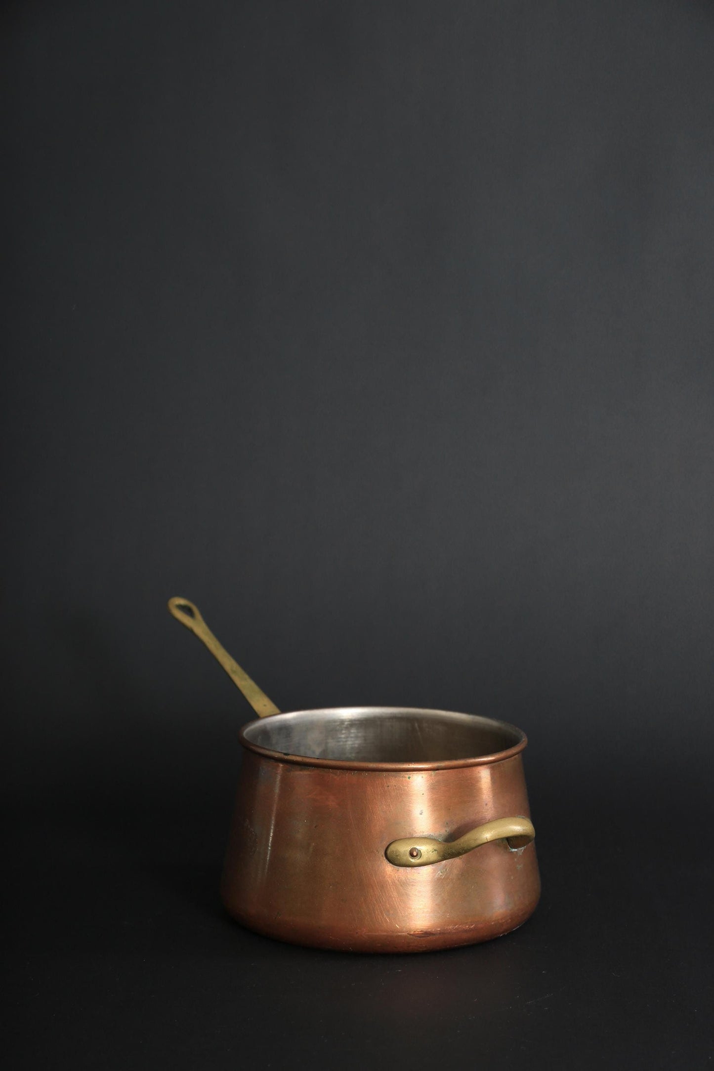 Antique Vintage solid copper sauce pan