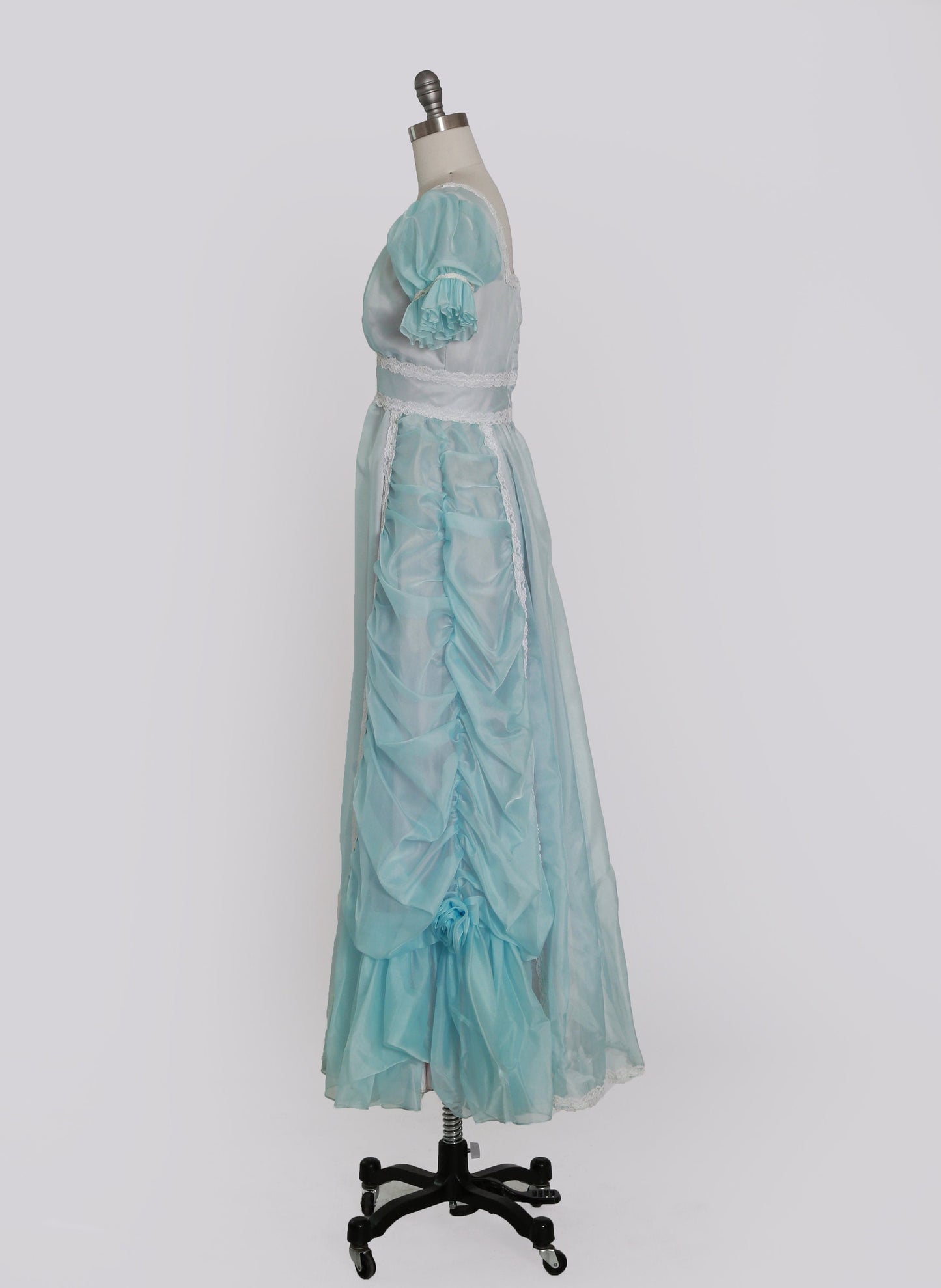 Cinderella dress | Vintage 70s blue ruffle prom dress | 1970s victorian puff gown