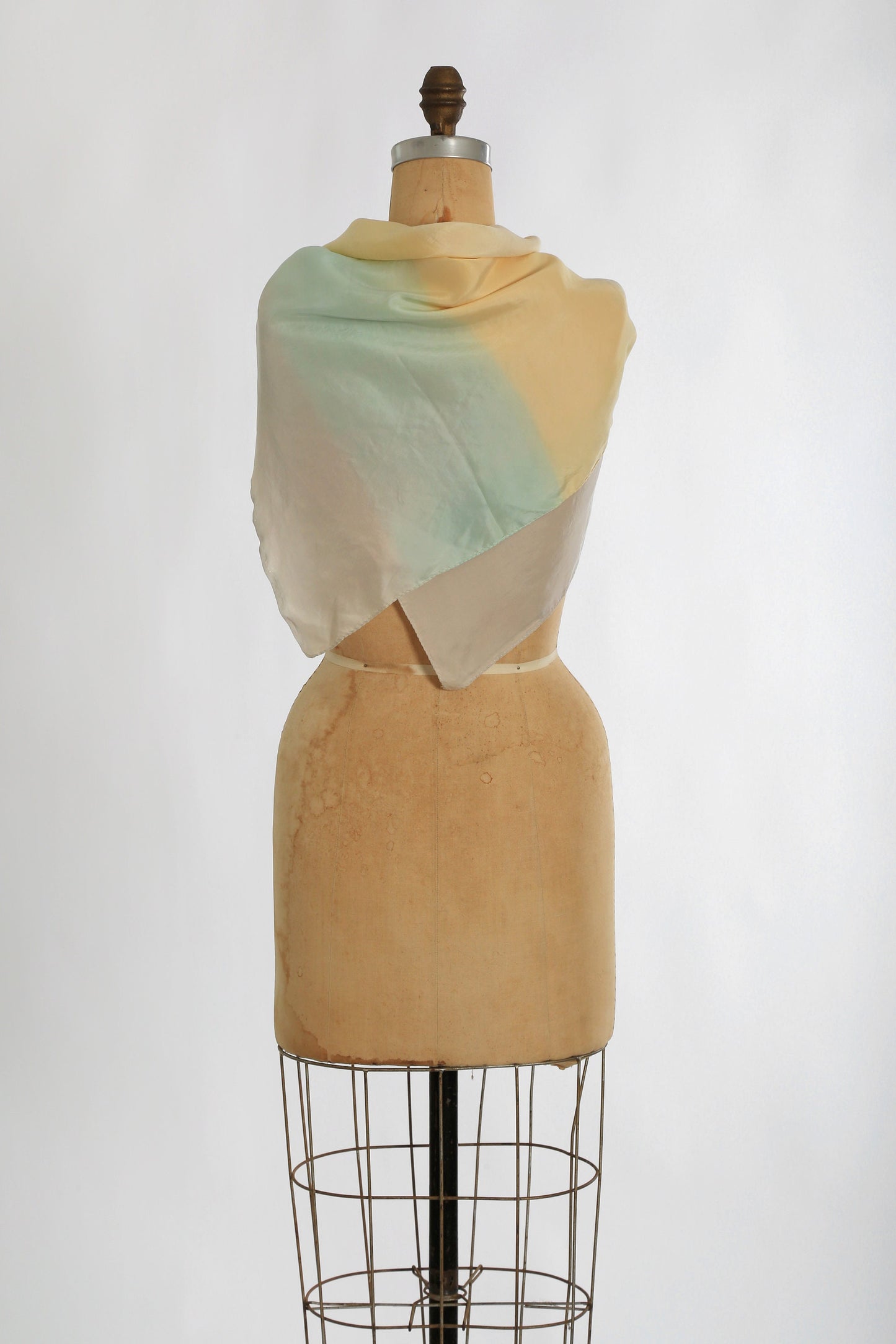 Vintage 60s rainbow ombre hand rolled silk scarf