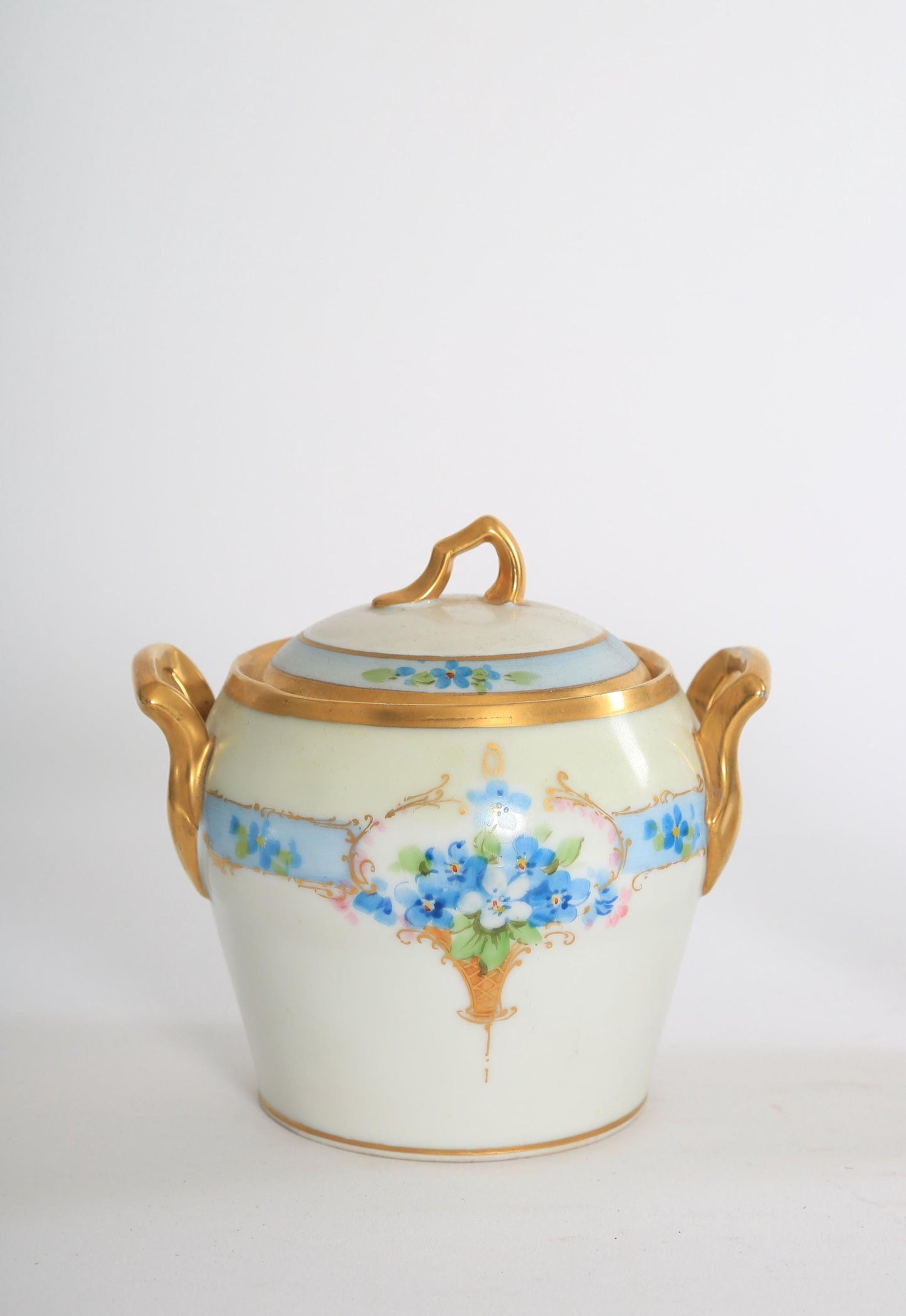 Antique vintage antique Bavaria Jul H Brauer hand painted floral creamer & sugar set 1910s