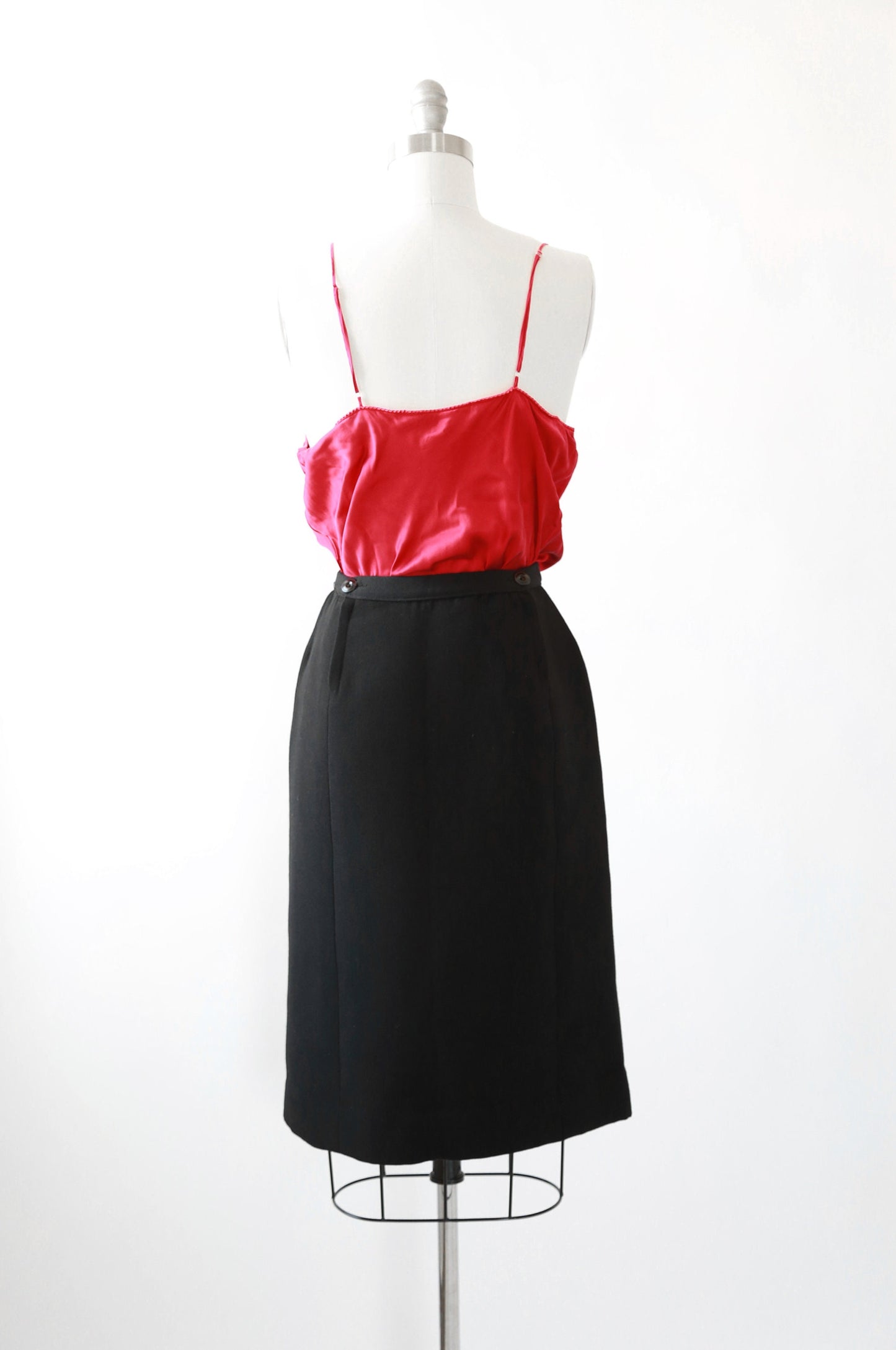 Vintage 60s black knit wool skirt