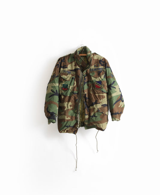 Vintage Military issue camo cold weather jacket | US Air force camo felid jacket