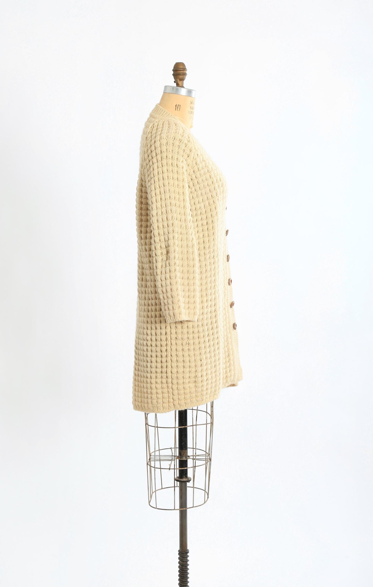 Vintage 60s Irish wool knit sweater | 1960s Hand knit long duster
